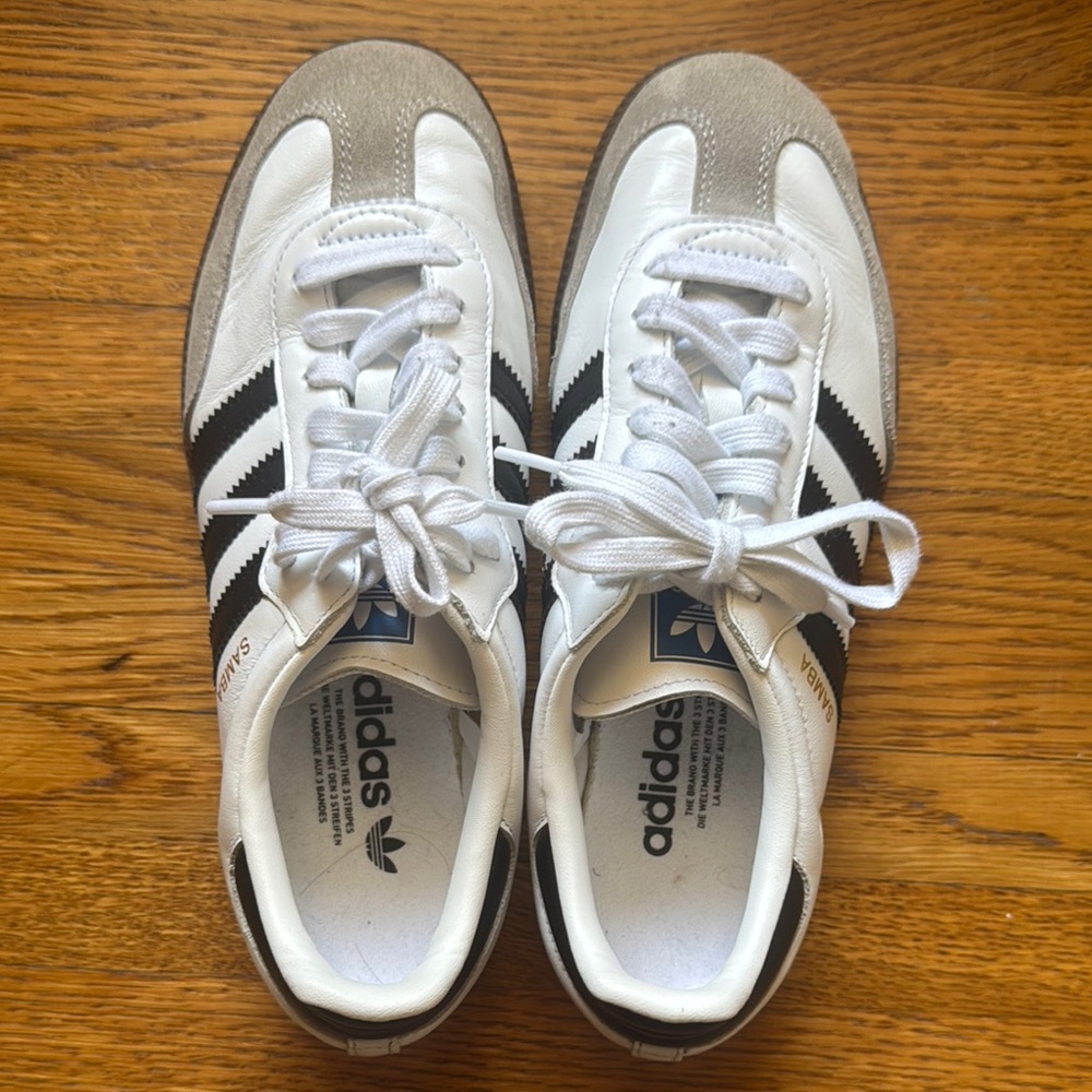 Adidas Sambas OG White and Black Sneakers W7.5
